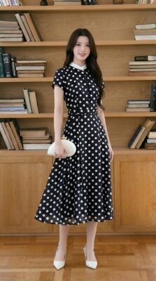 Đầm Chấm Bi Đen