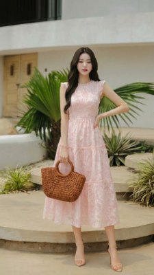 ĐẦM MAXI CỔ BÈO GA332